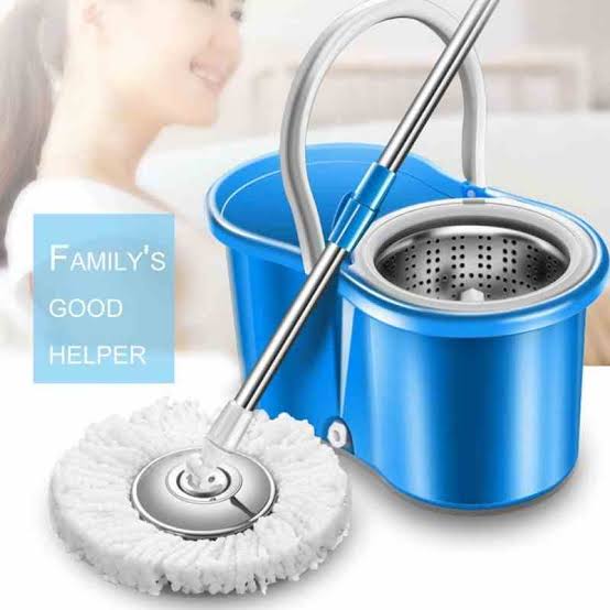 360° Spin Magic Mop Set with Steel Bucket | Rotating Microfiber Floor Cleaning Mop