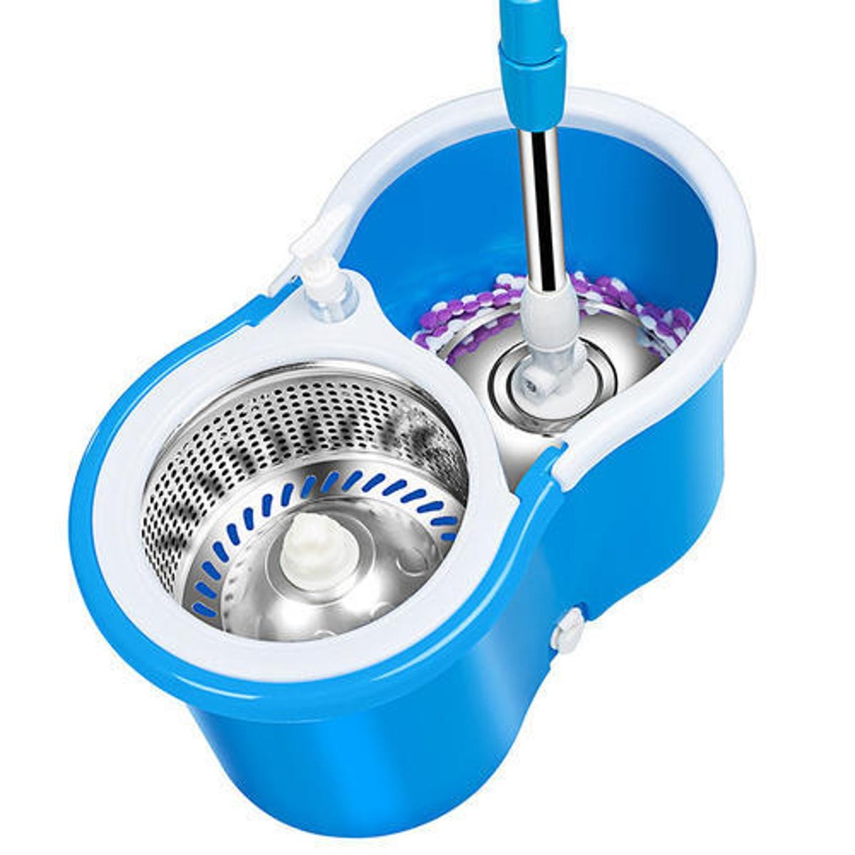 360° Spin Magic Mop Set with Steel Bucket | Rotating Microfiber Floor Cleaning Mop