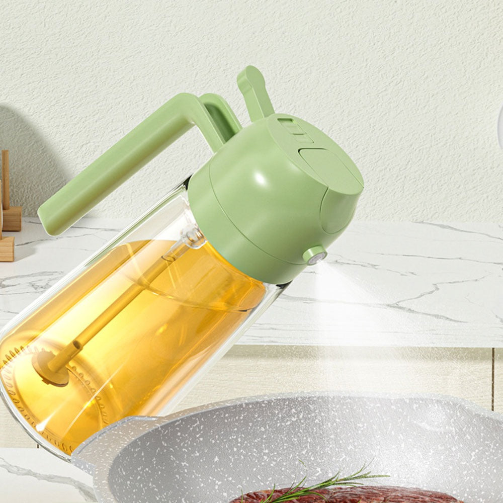 2-in-1 Oil Sprayer Bottle for Cooking, Baking & BBQ | 470ML Glass Oil Spray Bottle