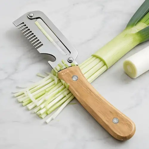 3-in-1 Stainless Steel Vegetable Peeler | Multifunctional Fruit & Vegetable Cutter with Wooden Handle