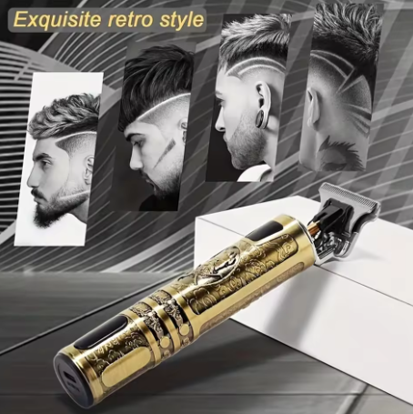 Vintage T9 Metal Body Hair Trimmer for Men | USB Rechargeable Professional Beard & Hair Trimmer