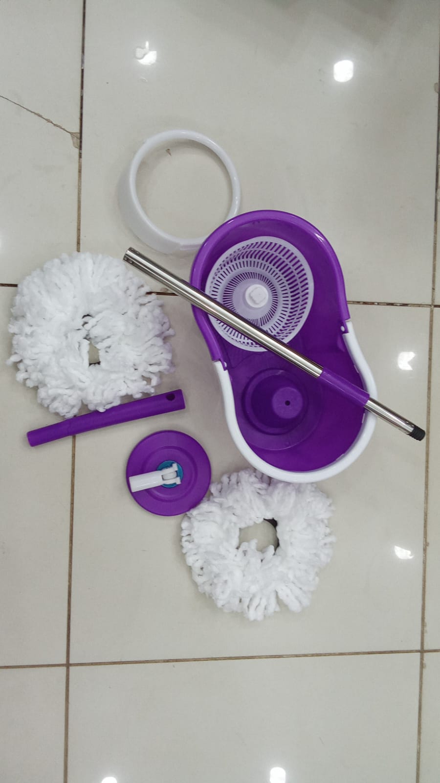 360° Spin Magic Mop Set with Steel Bucket | Rotating Microfiber Floor Cleaning Mop