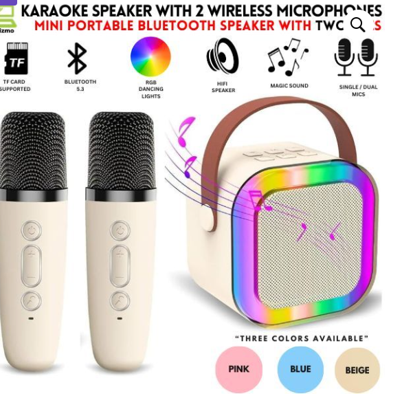 K12 Portable Bluetooth Speaker with Double Mic | Wireless Karaoke Speaker
