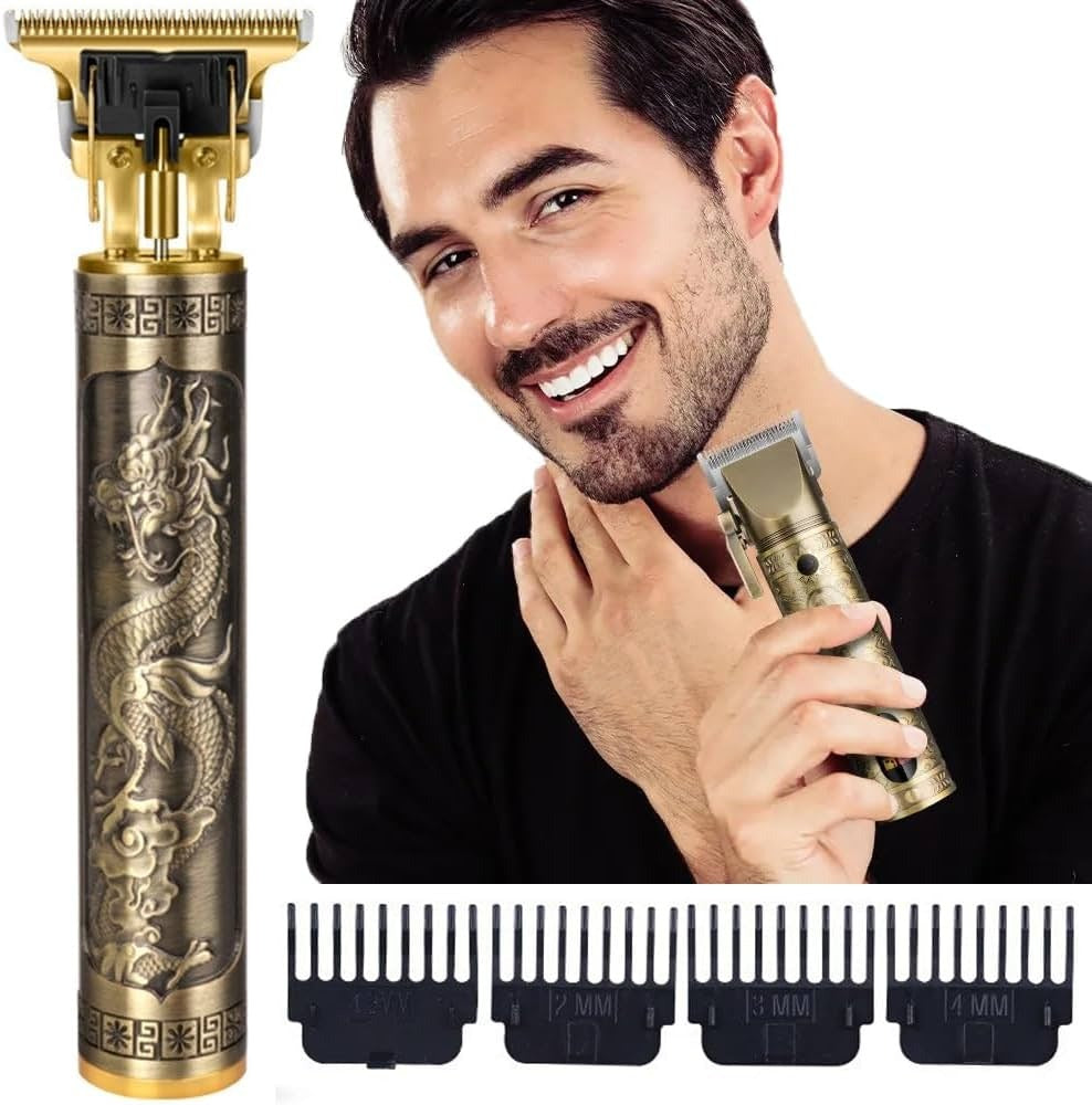 Vintage T9 Metal Body Hair Trimmer for Men | USB Rechargeable Professional Beard & Hair Trimmer