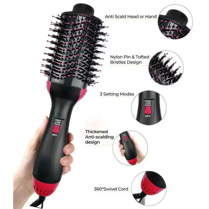 4-in-1 Hot Air Brush Hair Dryer | Straightener, Curler & Volumizer Styling Tool