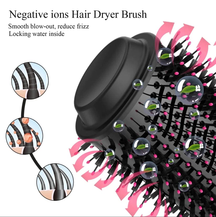 4-in-1 Hot Air Brush Hair Dryer | Straightener, Curler & Volumizer Styling Tool