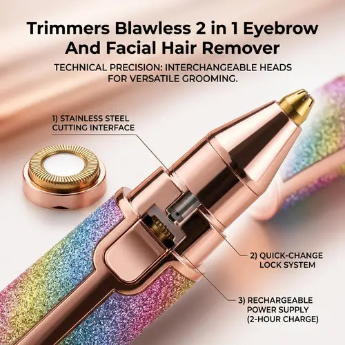 2-in-1 USB Rechargeable Eyebrow Trimmer & Facial Shaver | HX-203B