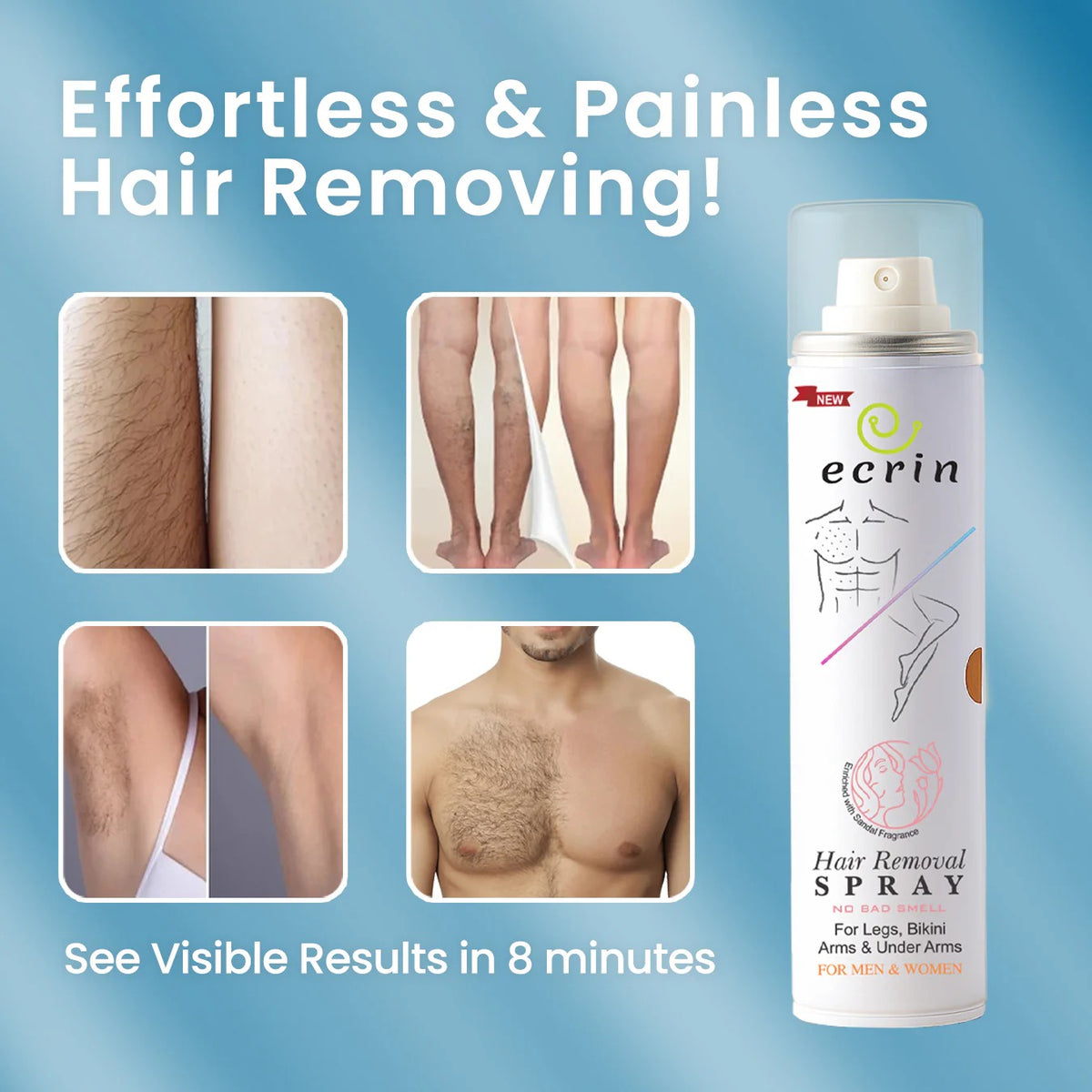 Ecrin Hair Removal Foaming Spray 200ml | Advanced Formula with Refreshing Fragrance